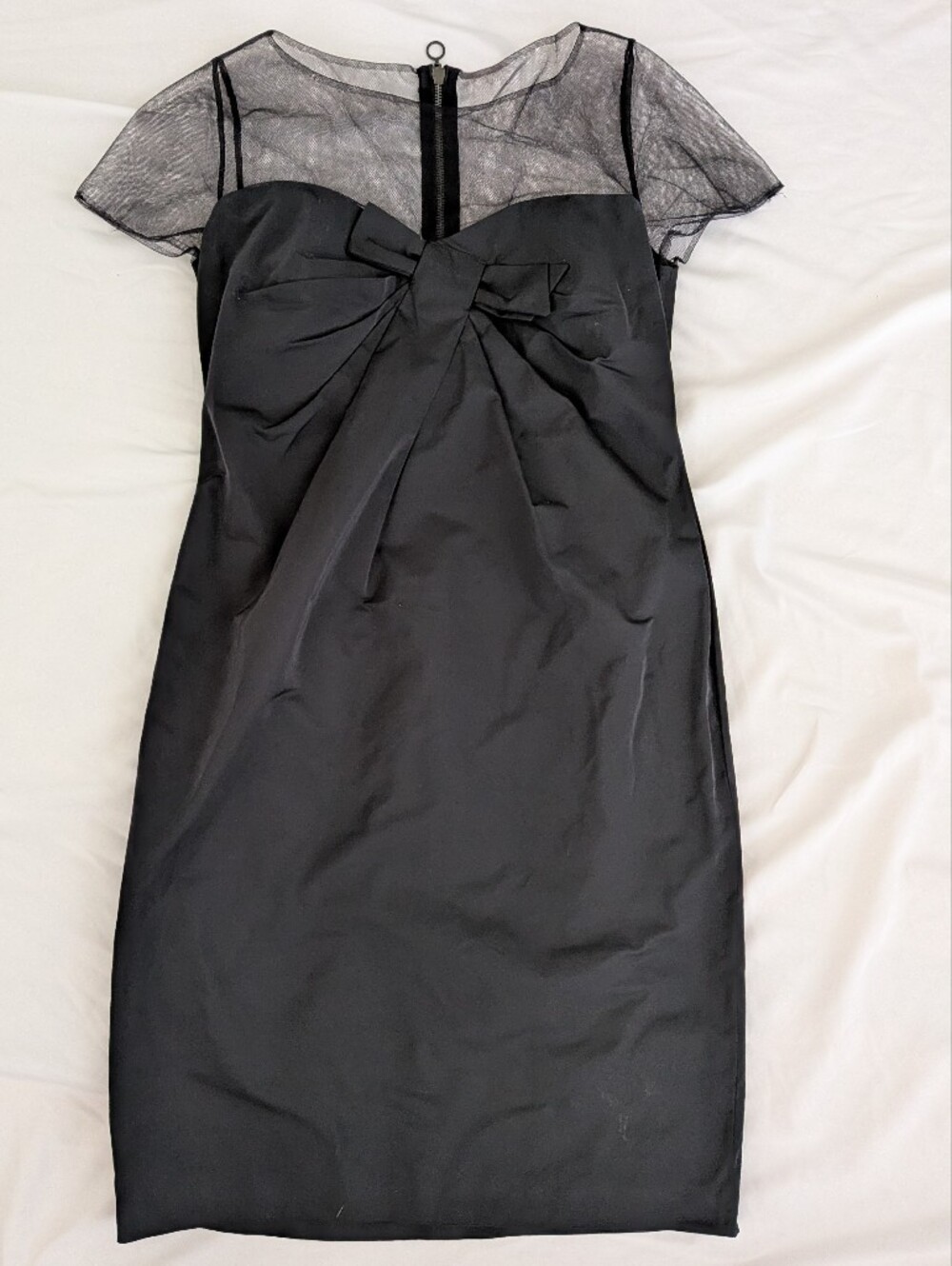 Georges Rech Synonyme Black Cocktail Dress Front Bow & Sheer Mesh Yoke EU Sz 40